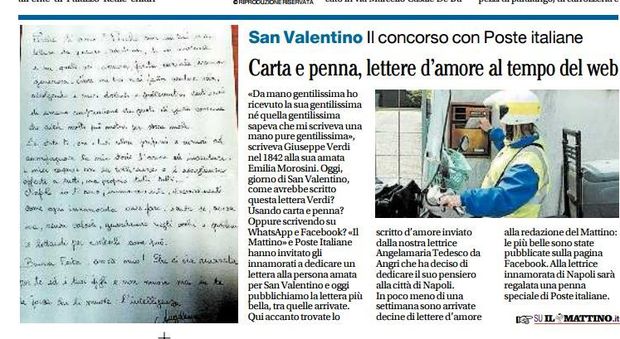 Mattino e di Poste italiane per San Valentino: lettere d’amore al tempo del web