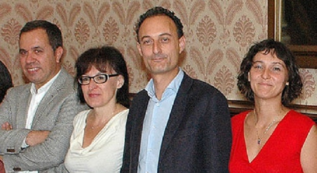 Biagio Giannone, capolista di InMovimento, con la vicesindaca Lucia Olivotto, il sindaco Jacopo Massaro e l'ex assessore Valentina Tomasi