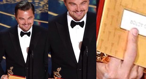 Leonardo Di Caprio vince l'Oscar e si vendica delle prese in giro con il dito medio