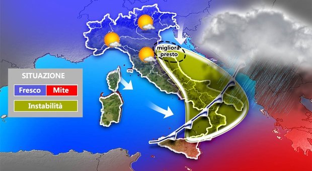 Meteo, temporali sull'Adriatico e al Sud: ma da giovedì cambia il tempo