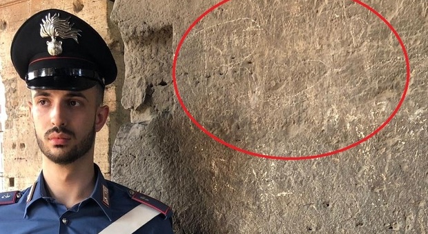 Il punto sulla parete del Colosseo in cui lo studente ha inciso le iniziali