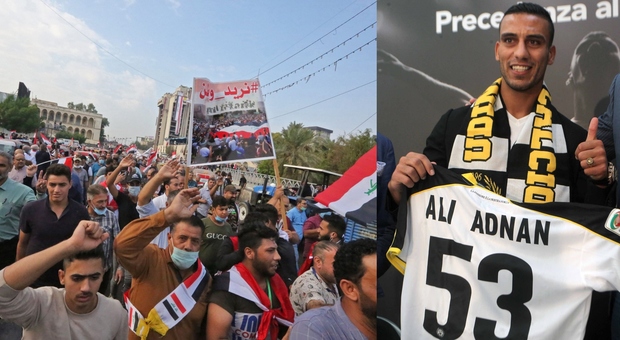 Iraq, anche il calciatore Ali Adnan in piazza contro il governo: distribuisce riso ai manifestanti