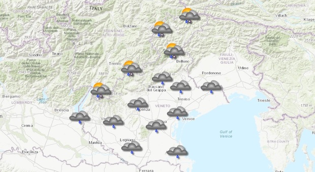 Previsioni meteo. Primo maggio all'insegna del maltempo in Veneto