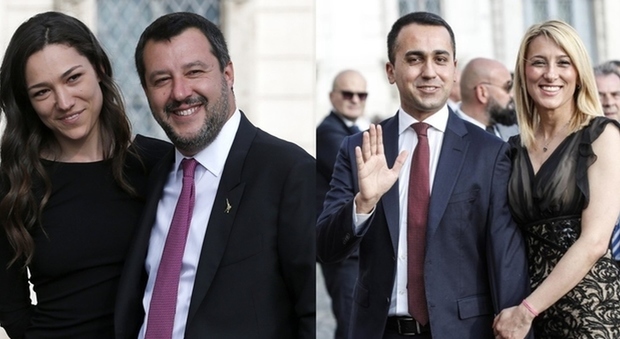 Matteo Salvini e Luigi Di Maio, al Quirinale con le fidanzate per la Festa della Repubblica