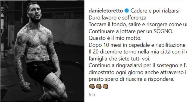 Il pugile Daniele Scardina torna a casa dopo 10 mesi di ricovero:«Salire e risorgere come una fenice»