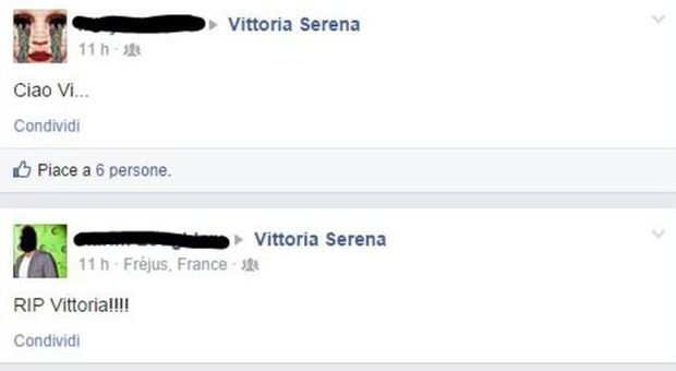 Uno dei messaggi sul profilo di Serena Vittoria