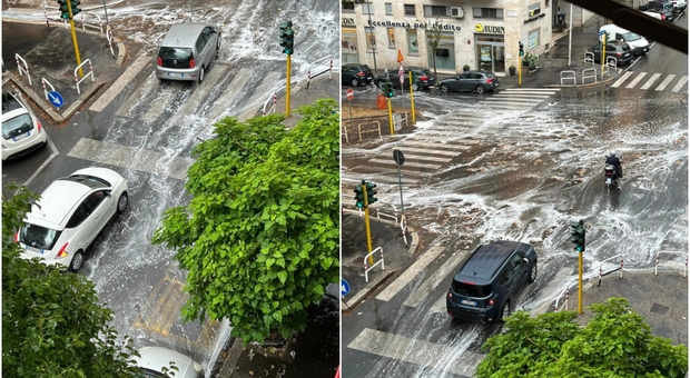 Roma, strade invase da schiuma bianca dopo il temporale. Ecco da cosa è causata