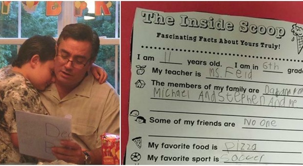 "I miei amici sono...Nessuno": il papà del bimbo autistico condivide il compito del figlio su Fb