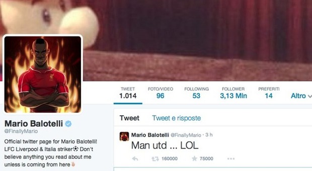 Il profilo di Balotelli su Twitter