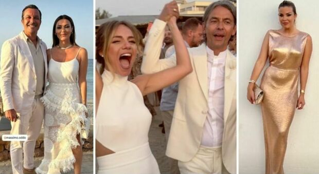 Pippo Inzaghi e Angela Robusti, il matrimonio e le pagelle dei look: 10 agli sposi. Bobo Vieri e Costanza Caracciolo (8), Simone e Gaia Lucariello (9)