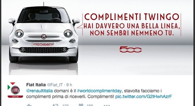 Twingo "copiata" dalla 500? Fiat pizzica la Renault su Twitter