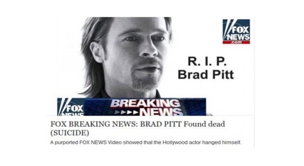 «Morto Brad Pitt, si tratta di suicidio» Ma sta benissimo: bufala con virus