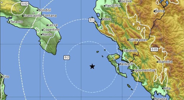 Terremoto tra Puglia e Grecia di magnitudo 4.6. Epicentro nel Mar Ionio, a 50 chilometri da Corfù