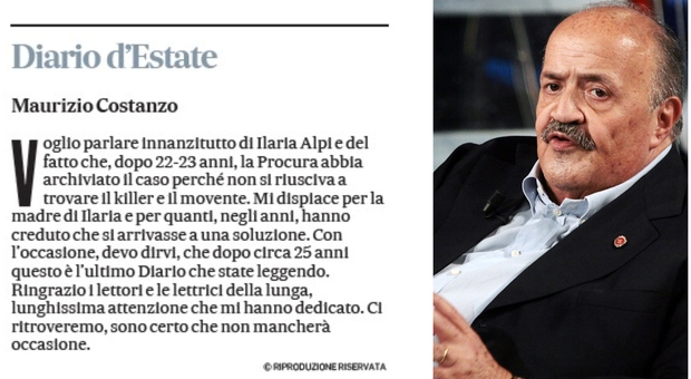 Maurizio Costanzo e l'ultimo Diario per Il Messaggero dedicato a Ilaria Alpi