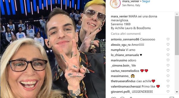 Sanremo, gaffe di Achille Lauro sul post Instagram di Mara Venier: pensa al Festival di 50 anni fa