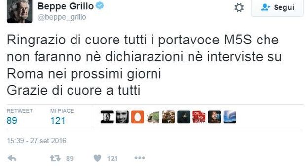 Grillo: «Basta interviste su Roma»