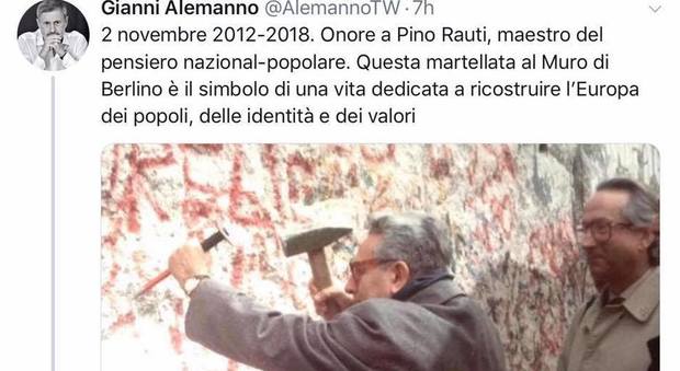 Gianni Alemanno ricorda Pino Rauti su Twitter, l'ex moglie Isabella non gradisce