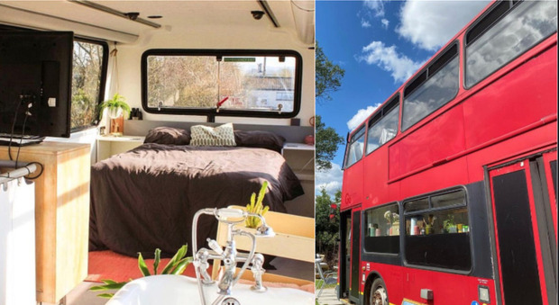 L'autobus londinese a due piani diventa una casa dei sogni: l'idea geniale di una giovane coppia