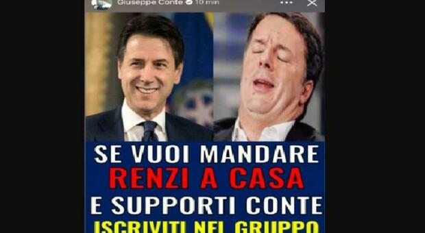 Conte e la story su Facebook: «Mandiamo Renzi a casa». Subito rimossa, ipotesi hackeraggio
