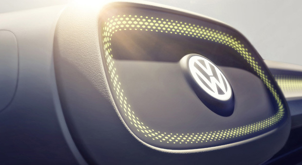 Un dettaglio del secondo modello della famiglia ID di Volkswagen che sarà svelato al prossimo salone di Detroit