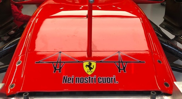 Ferrari, omaggio alle vittime di Genova: a Spa con lo stemma del ponte