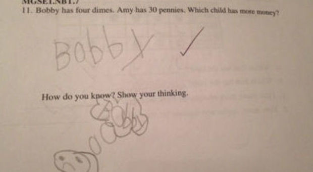 La risposta del bimbo di 6 anni al test di matematica