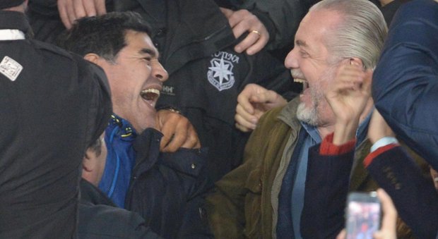 De Laurentiis e Maradona insieme al pranzo Uefa