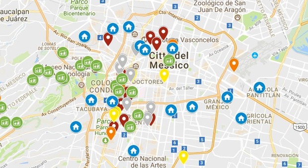 Terremoto in Messico, la situazione aggiornata su crolli e soccorsi: la mappa interattiva