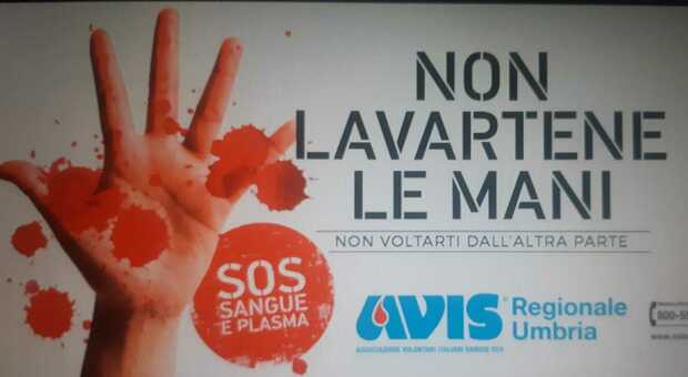 Emergenza donazioni di sangue: l'appello di Avis Umbria ai donatori è a «Non lavarsene le mani»