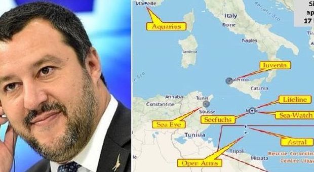 Salvini: «Due navi Ong al largo della Libia, si scordino i porti italiani»