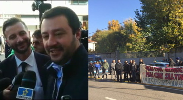 Profughi, Salvini in città: centri sociali presidiano l'ex caserma Prandina