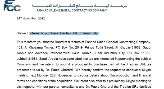 Treofan, la lettera di interesse degli arabi: «Assicuriamo fornitura completa del materiale di polipropilene»