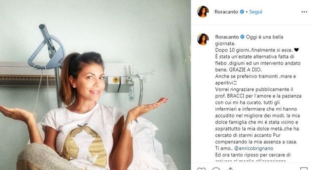 Flora Canto operata a metà agosto lascia l'ospedale: «Un'estate tra flebo e digiuni»