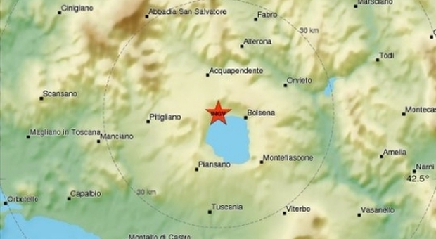 Terremoto sul lago di Bolsena, avvertito chiaramente da Viterbo a Orvieto