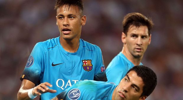 Neymar, Suarez e sullo sfonfo Messi, il tridente del Barça