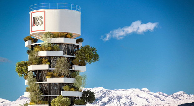 La torre simbolo della fiducia nel futuro di Abs a Pozzuolo del Friuli