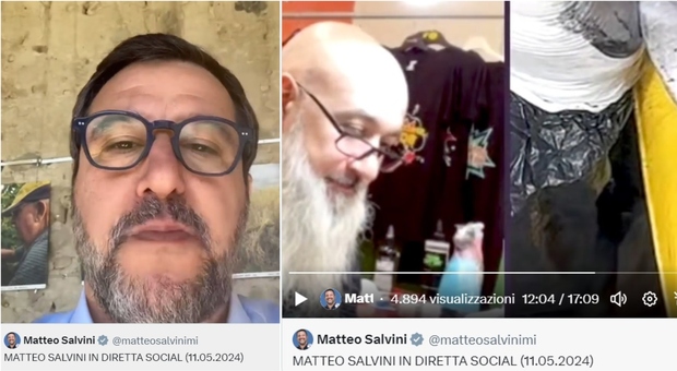 Salvini in diretta sui social, video interrotto dalle immagini di un tatuatore: cosa è successo