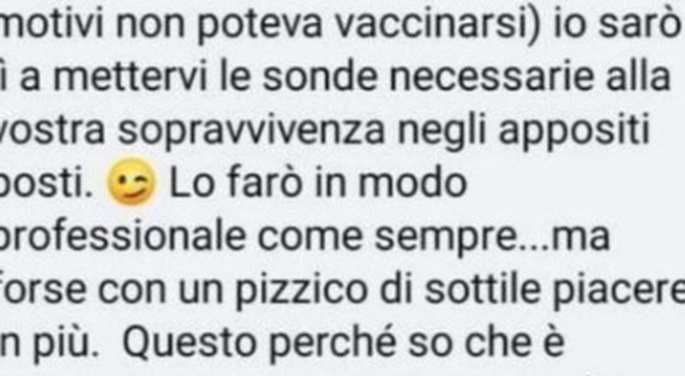 Infermiere attacca i malati "no vax": «Che piacere mettervi le sonde», scatta procedimento disciplinare