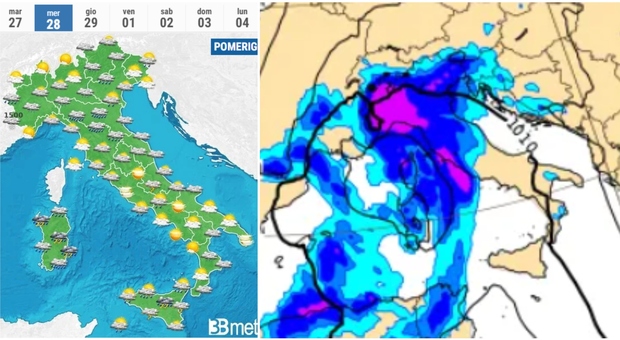 Maltempo, in Italia precipitazioni (almeno) per tutta la settimana. Da domani 28 febbraio piogge anche al Sud