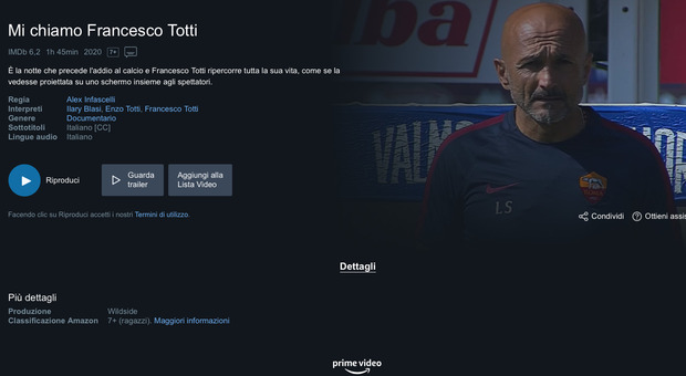 Totti, che gaffe di Amazon: pubblica il film "Mi chiamo Francesco", ma in copertina c'è Spalletti