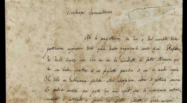 Napoli, in mostra per la prima volta la rara lettera di Leopardi acquisita dalla Biblioteca Nazionale