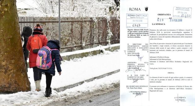 Roma scuole chiuse per l'allerta neve