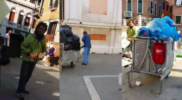 «Questo non è un cesso, questa è Venezia»: netturbino giustiziere costringe a pulire chi ha sporcato
