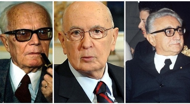 I presidenti Sandro Pertini, Giorgio Napolitano e Giovanni Leone