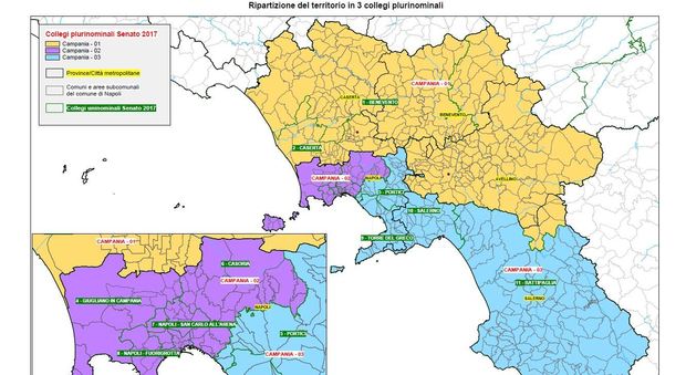 Collegi plurinominali Senato: Campania 1, Benevento-Avellino-Caserta