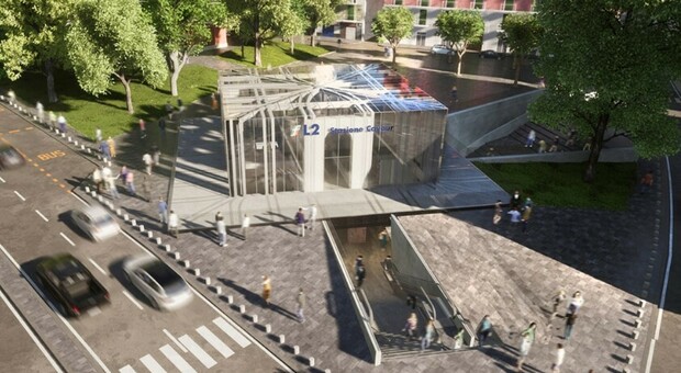 Il rendering di come sarà la stazione della metro 2 di piazza Cavour