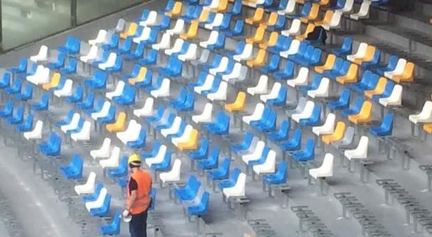 San Paolo, ecco i nuovi sediolini: spunta il giallo nell'anello inferiore