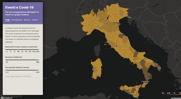Covid ed eventi, il sito che calcola il rischio di esposizione al contagio in tutta Italia