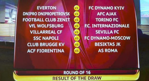 Europa League, derby italiano tra Roma e Fiorentina. Inter-Wolfsburg, Napoli-Dinamo Mosca, Torino-Zenit