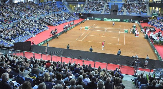 Una panoramica dell'Adriatic Arena durante Italia-Svizzera